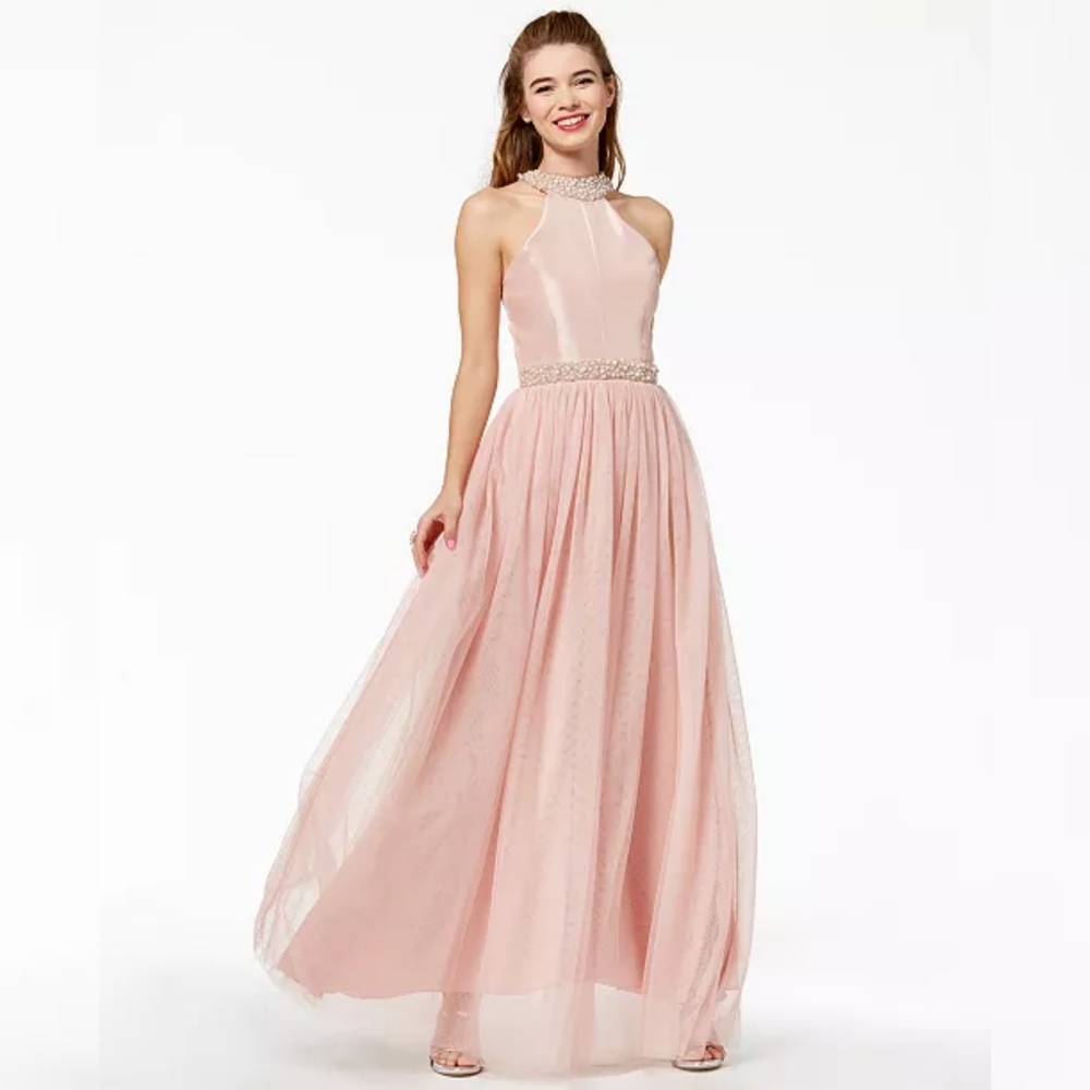 Pink Evening Gown with Pearl Beading Sz 3